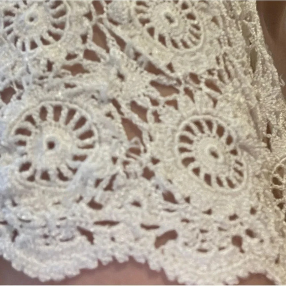 Vintage 90s‎ handmade cream crochet  knit short sleeve top S - Picture 8 of 11